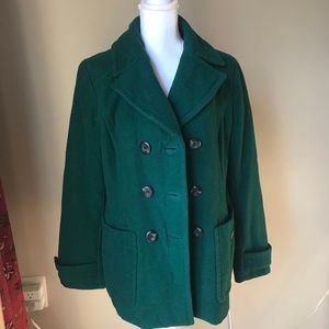 St. John’s Bay Double-breasted green pea coat, Med